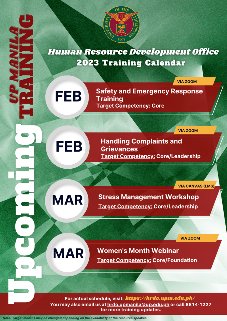 2023 Training Calendar Feb- Mar